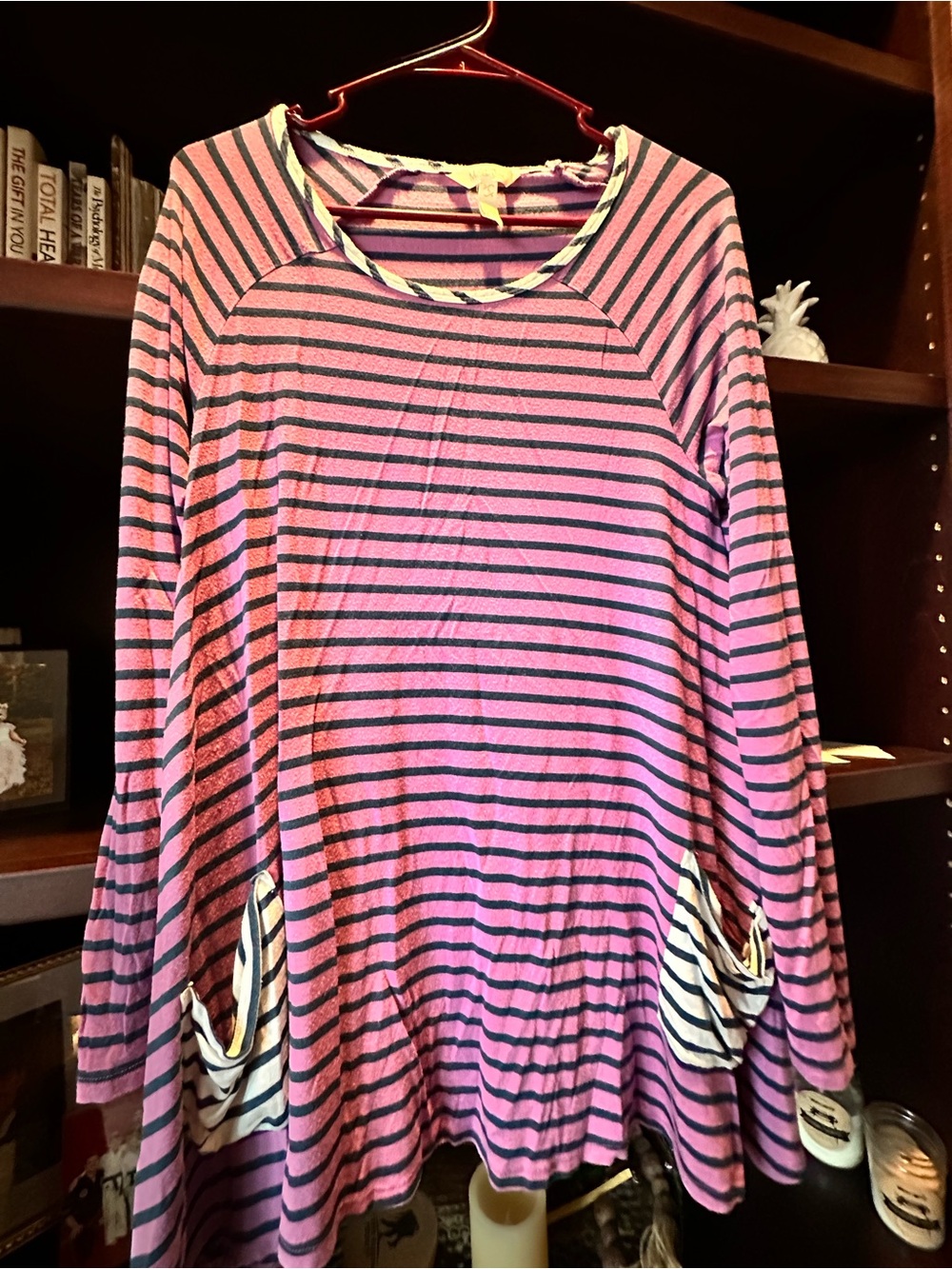 Matilda Jane Pink and Navy Striped Long Sleeve Tunic